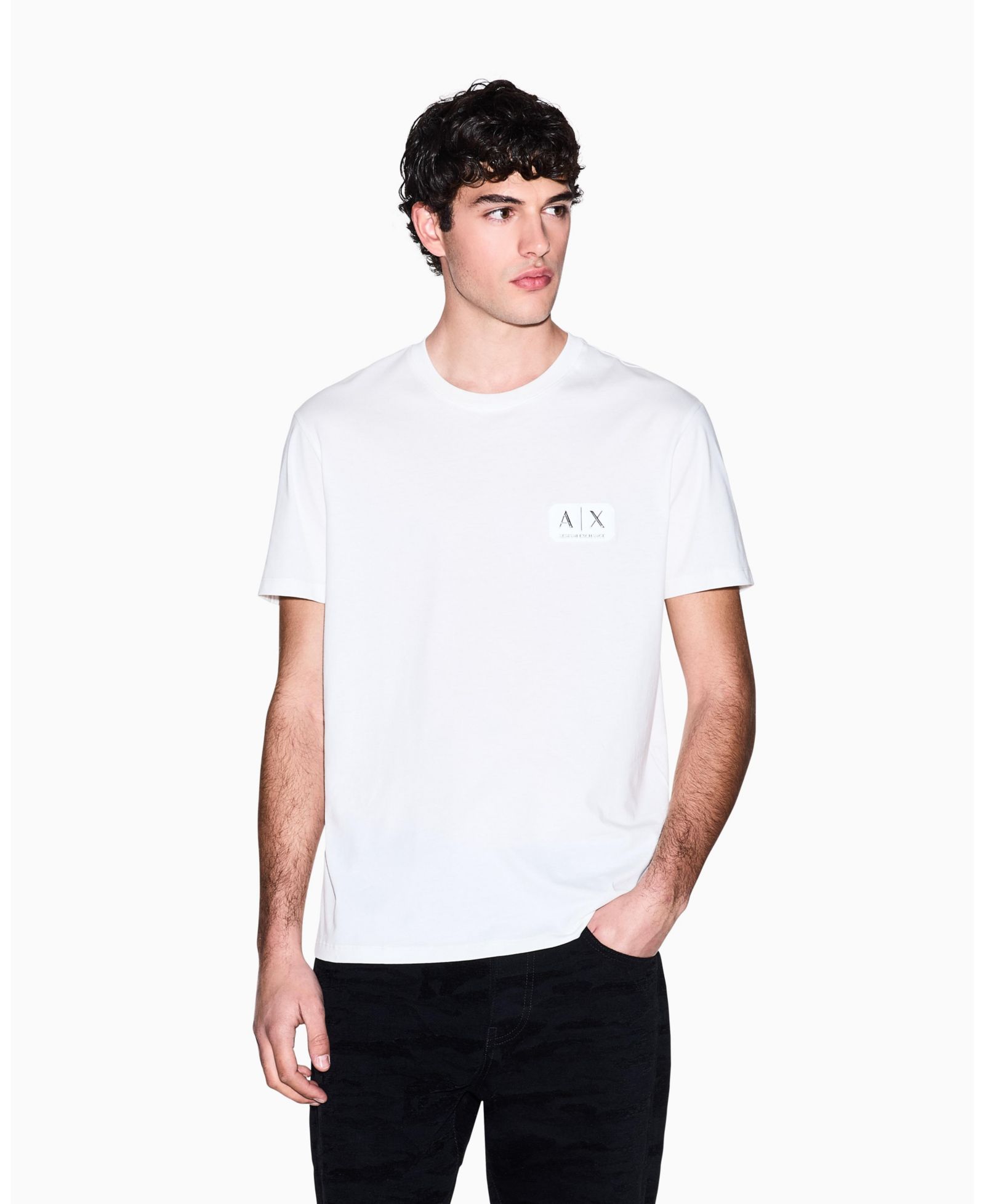A|X Armani Exchange Men's Black and Gold Crew Neck T-Shirt