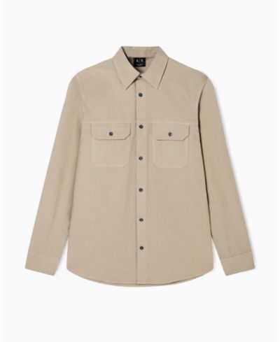 A|X Armani Exchange Men's Long Sleeve Ripstop Pocket Shirt