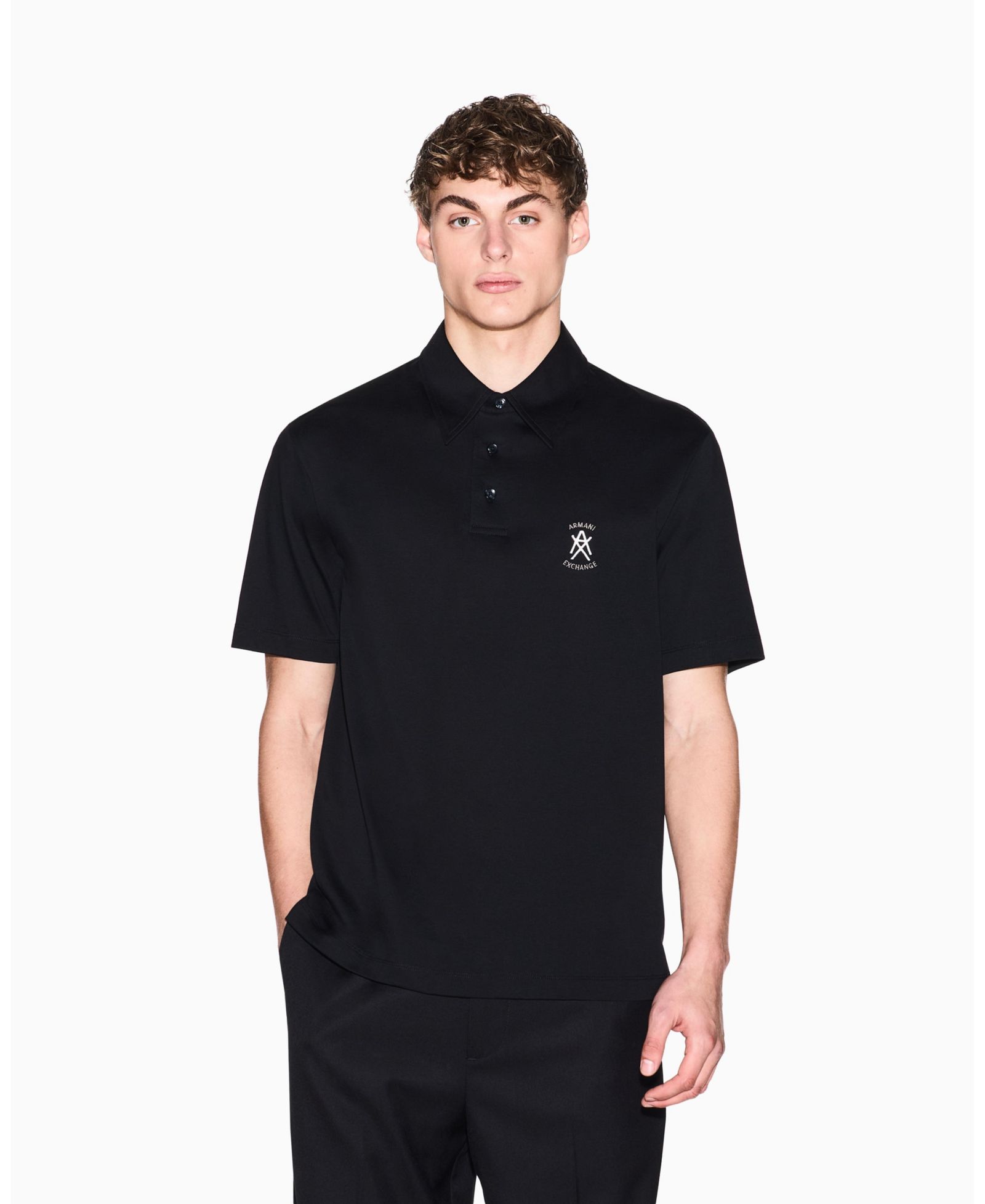A|X Armani Exchange Мужская рубашка поло из хлопка Mercerized Cotton с логотипом