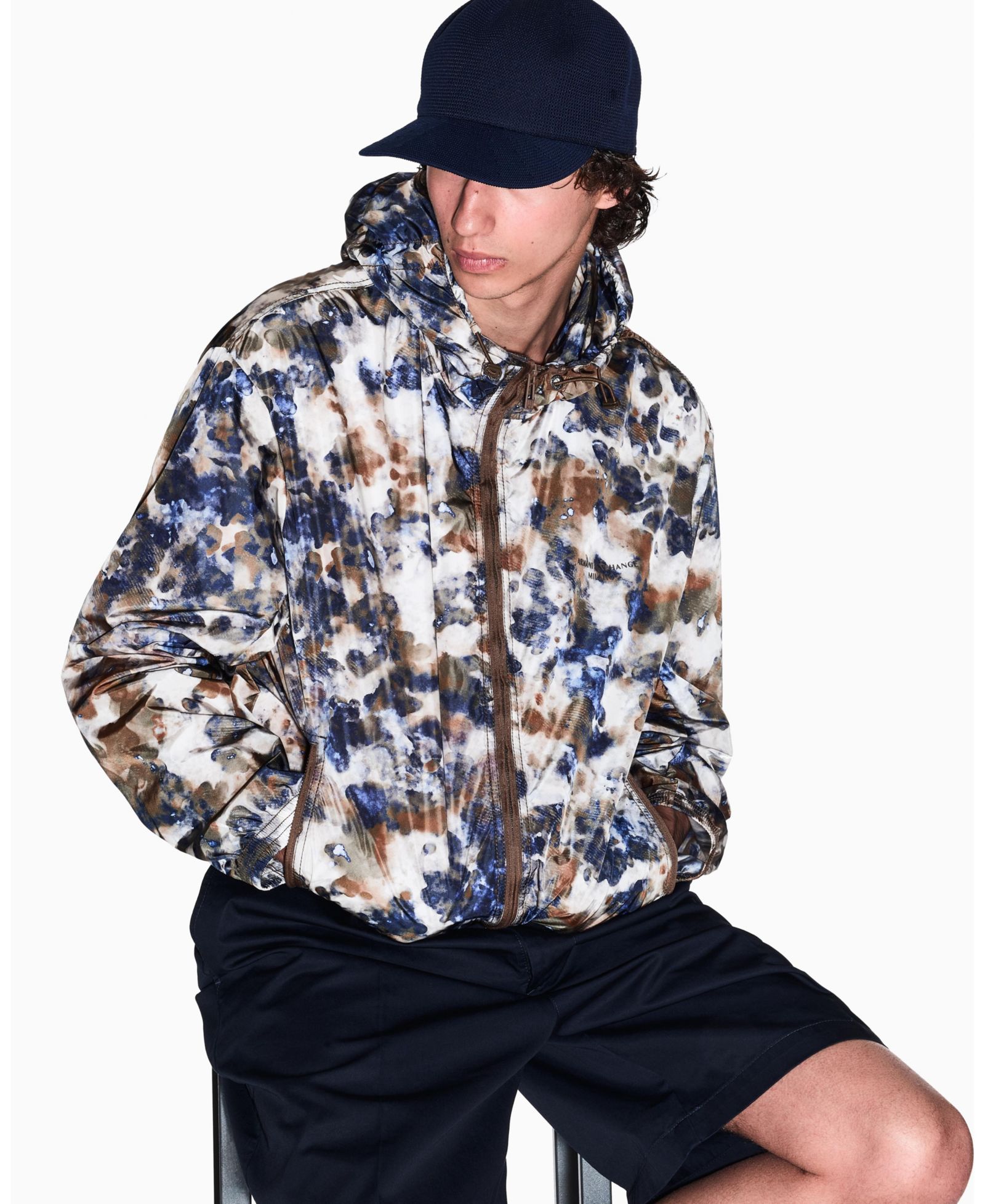 A|X Armani Exchange Men's Watercolor Print Nylon Windbreaker