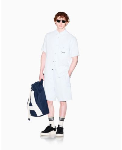 A|X Armani Exchange Мужская джинсовая рубашка в полоску с коротким рукавом