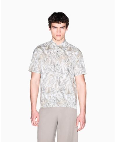 A|X Armani Exchange Men's IBIZA X Cotton Leaf Print Button Down Shirt