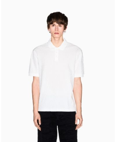 A|X Armani Exchange Men's Short Sleeve Mercerized Cotton All Over Logo Print Polo Shirt