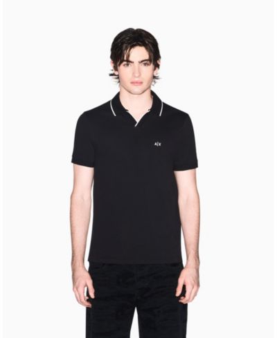 A|X Armani Exchange мужская рубашка-поло из пике с коротким рукавом и воротником Johhny