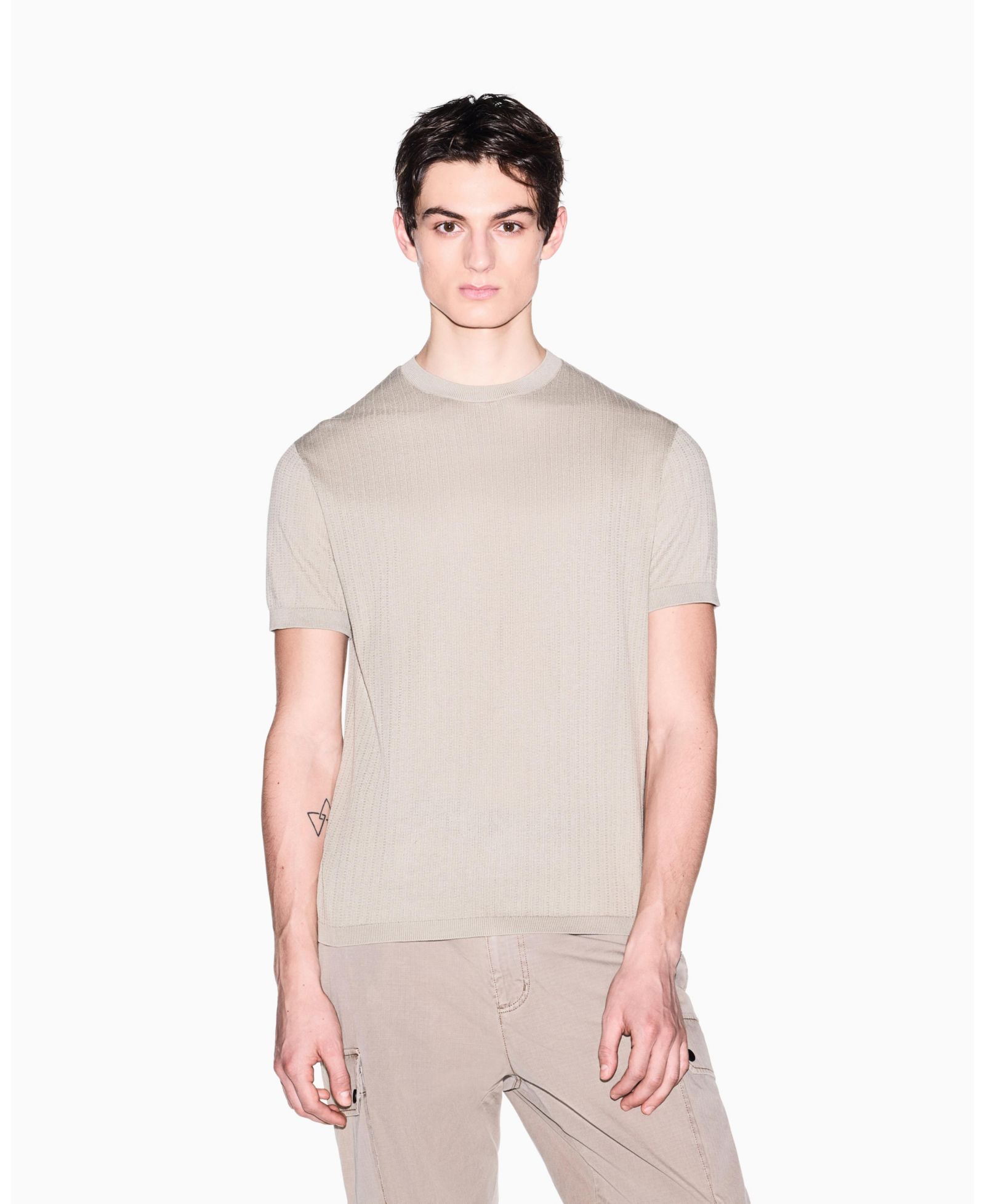 A|X Armani Exchange Men's IBIZA X Short Sleeve Ribbed Sweater