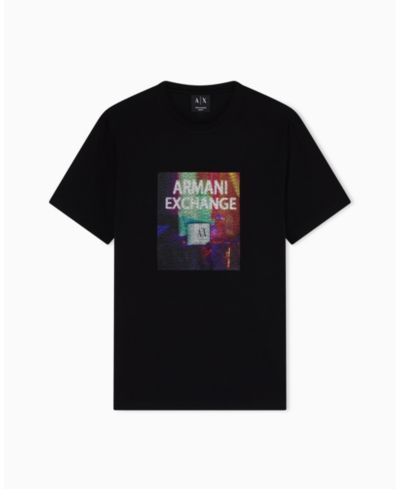 A|X Armani Exchange Men's Short Sleeve Jersey Colorful Box Logo T-Shirt