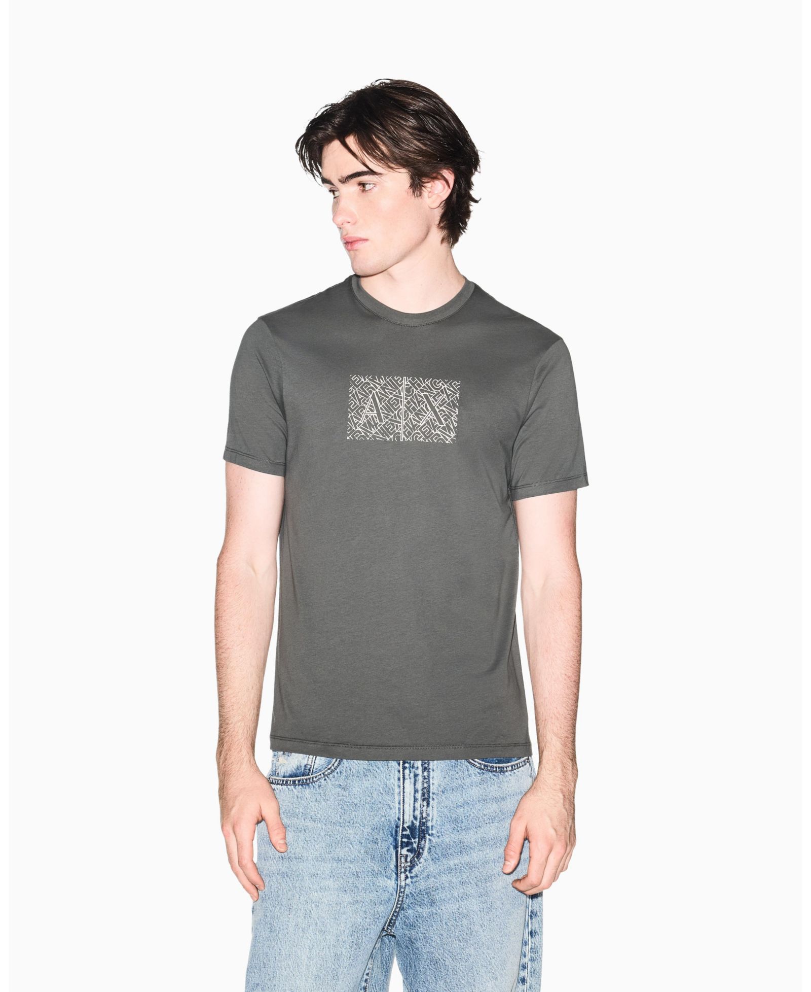 A|X Armani Exchange Men's Short Sleeve Jersey Printed Box Logo T-Shirt