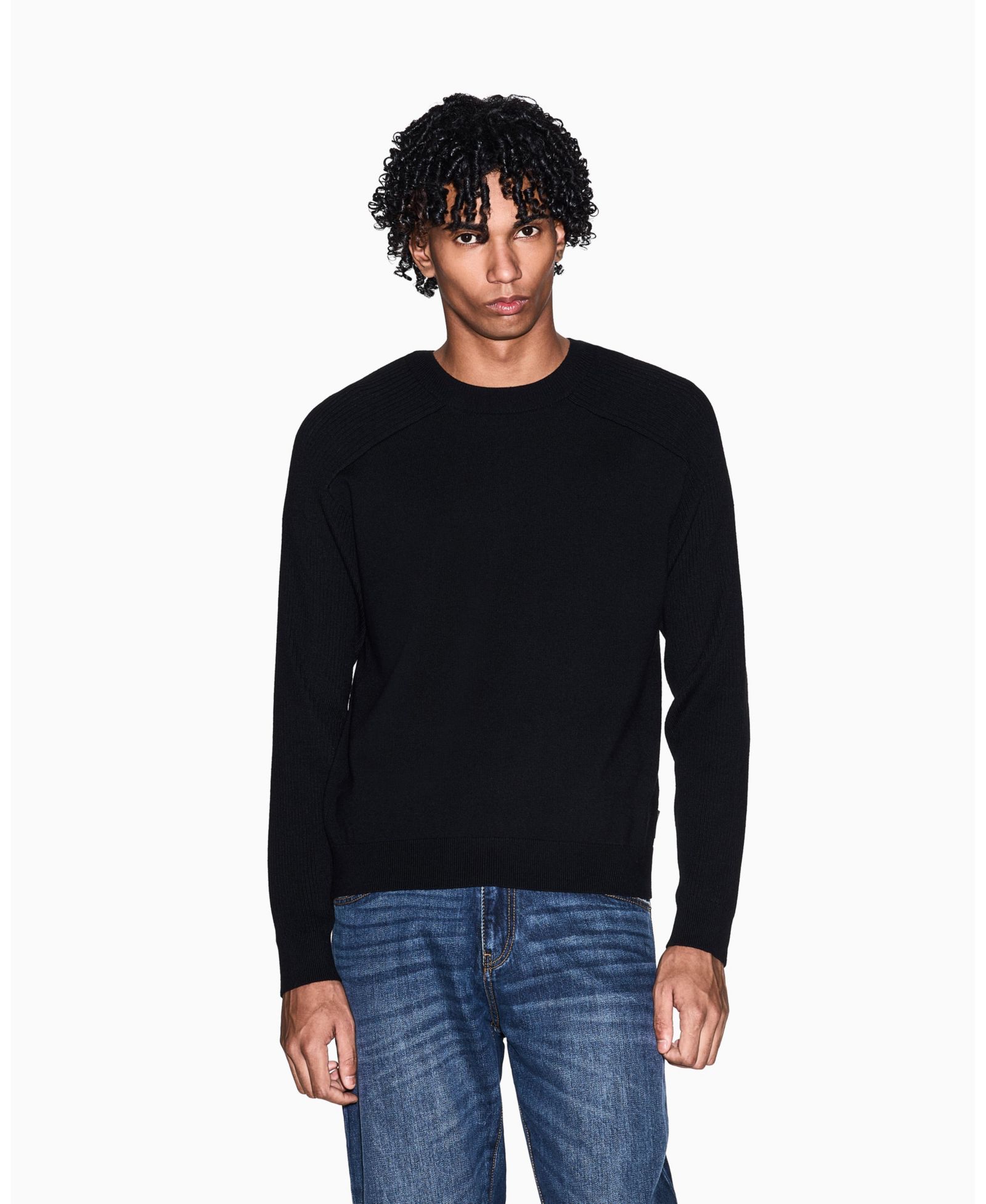 A|X Armani Exchange Men's Wool Cotton Blend Crew Neck Sweater