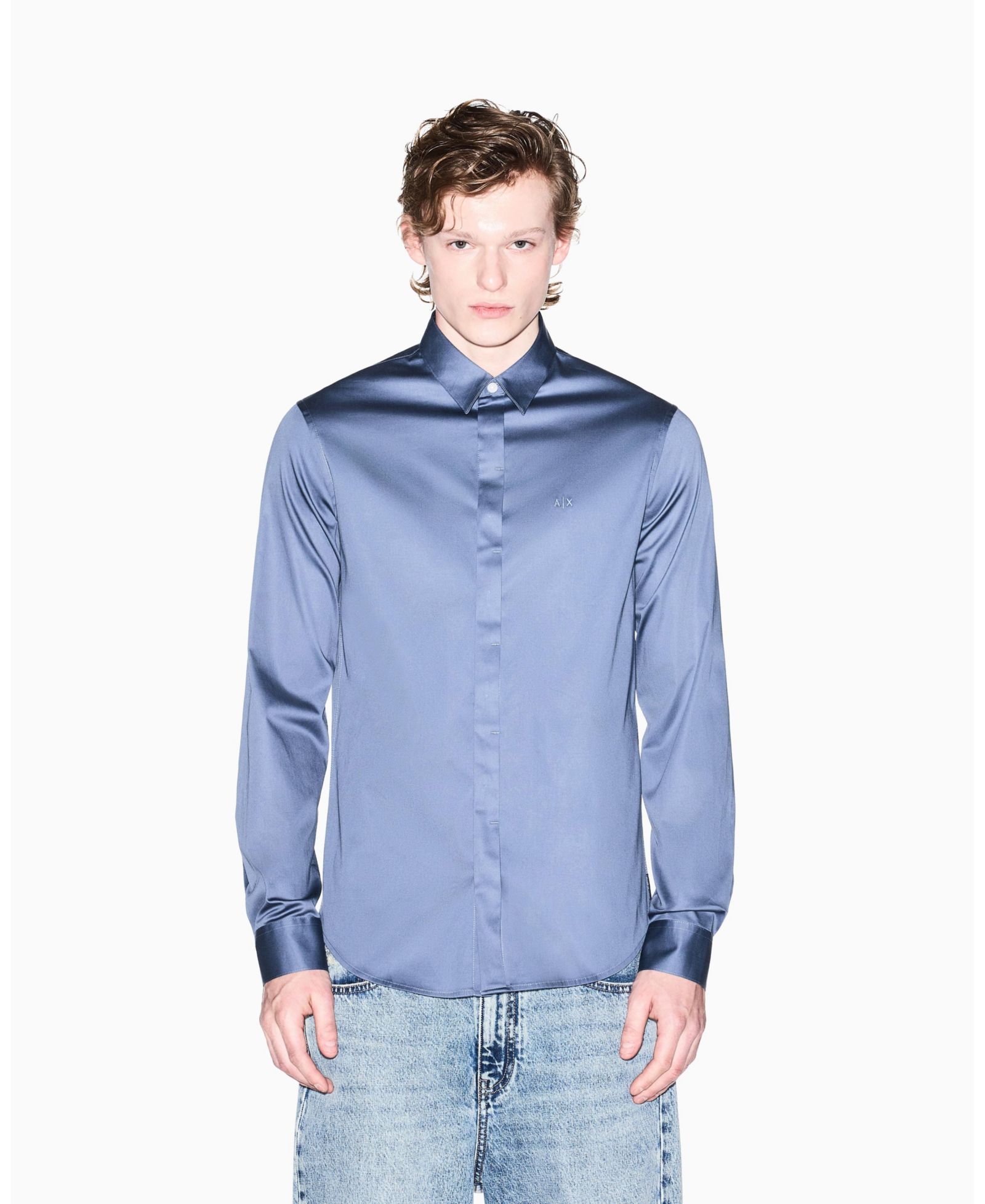 A|X Armani Exchange Men's Long Sleeve Solid Slim Fit Shirt