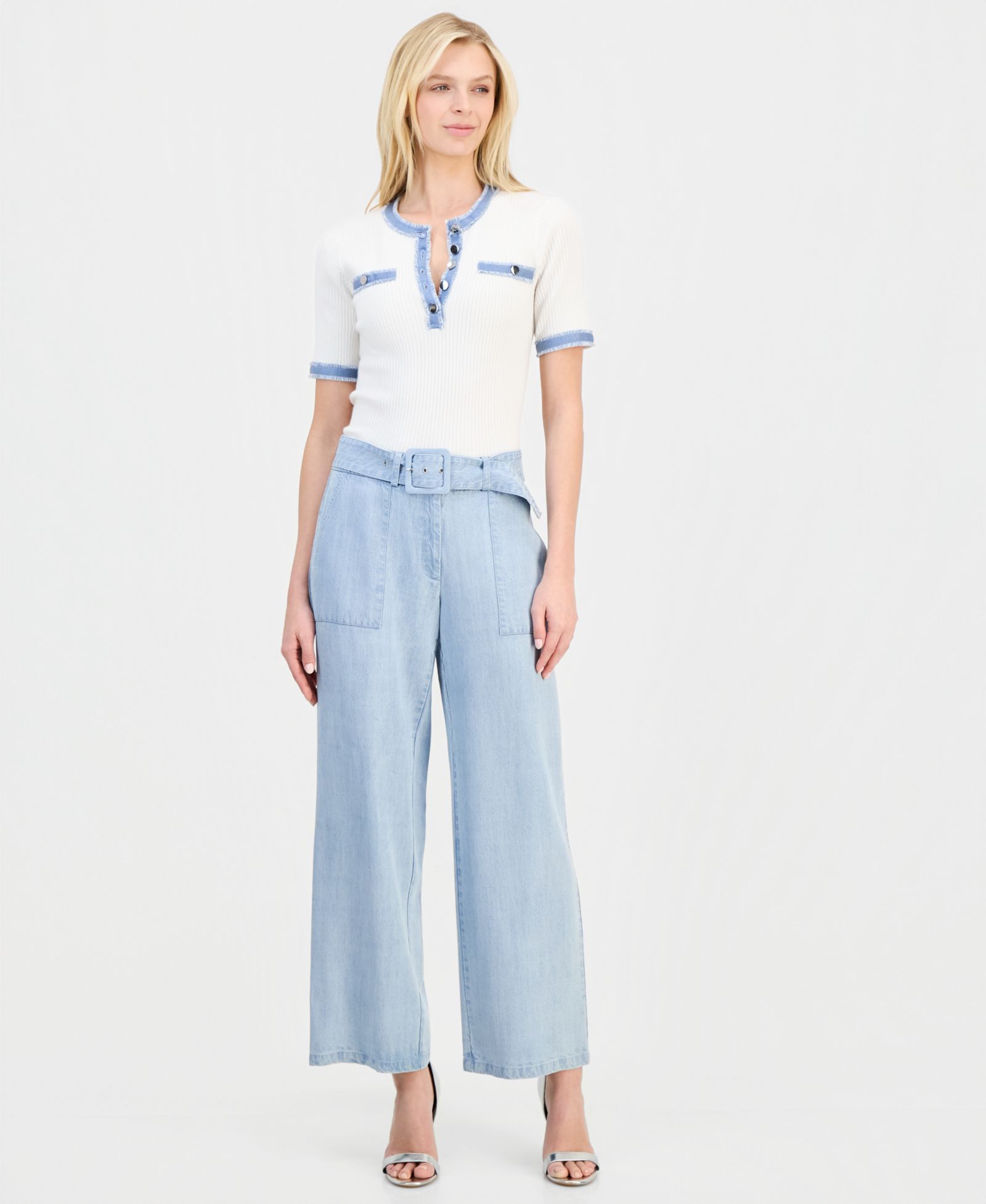 T Tahari Women's Belted Wide-Leg Pants