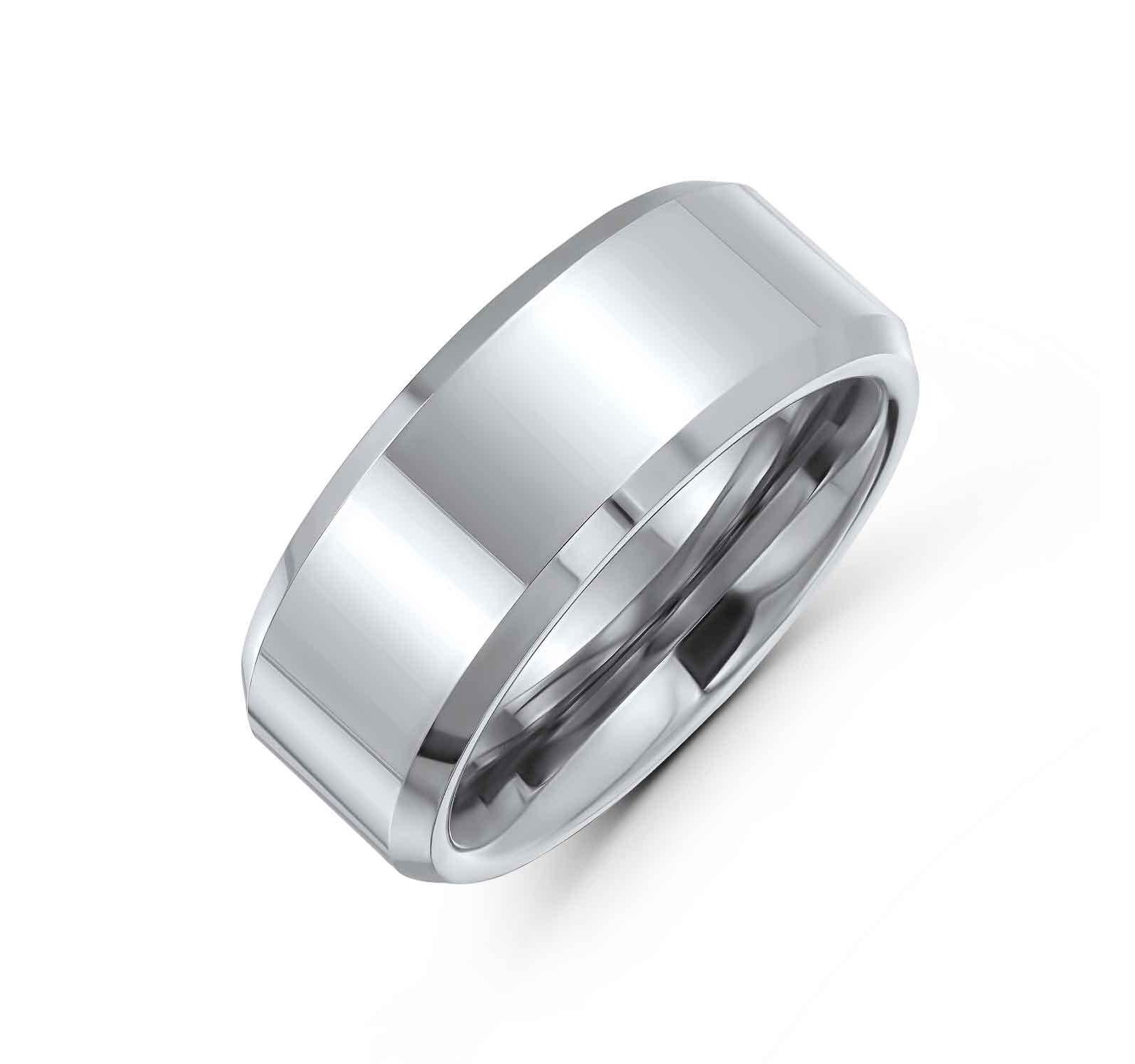 Свадебное кольцо Bling Jewelry Simple Polished Titanium Beveled Edge Silver Tone Comfort Fit