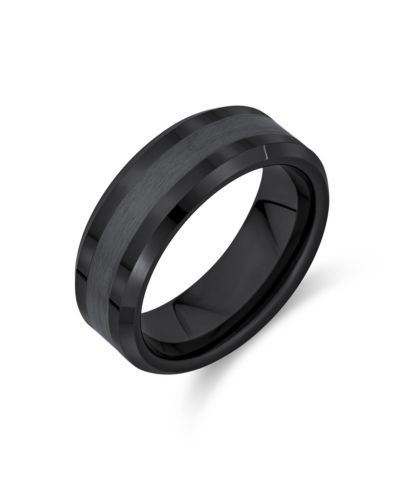 Bling Jewelry простое кольцо с брадированной кромкой из титанового цвета для свадьбы, 8 мм, комфортная посадка