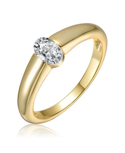 Genevive Женское кольцо с прозрачной кубической цирконией, 14K Gold Plated, solitaire