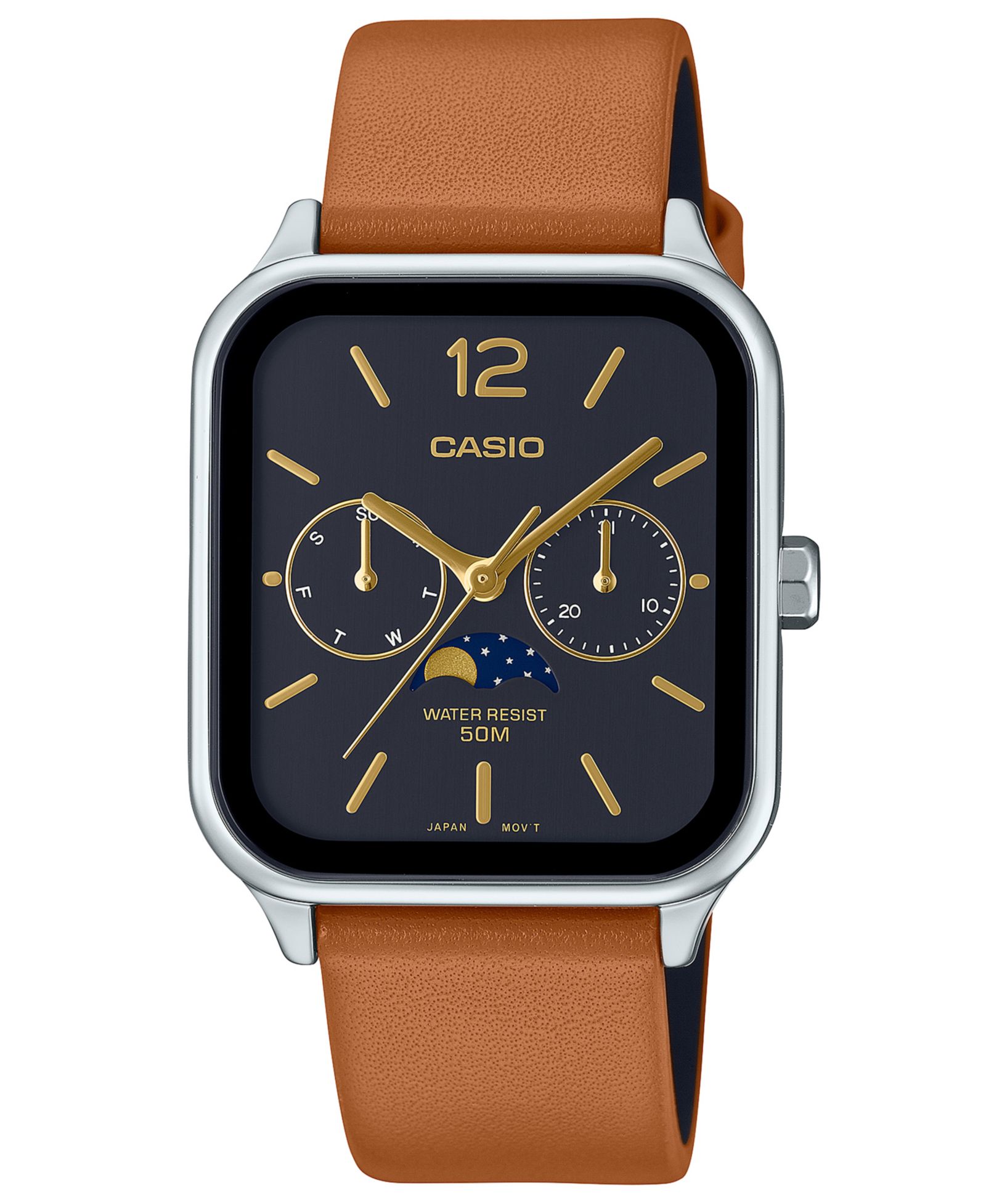 Casio Men's Japanese Quartz Brown Leather Watch 34mm
