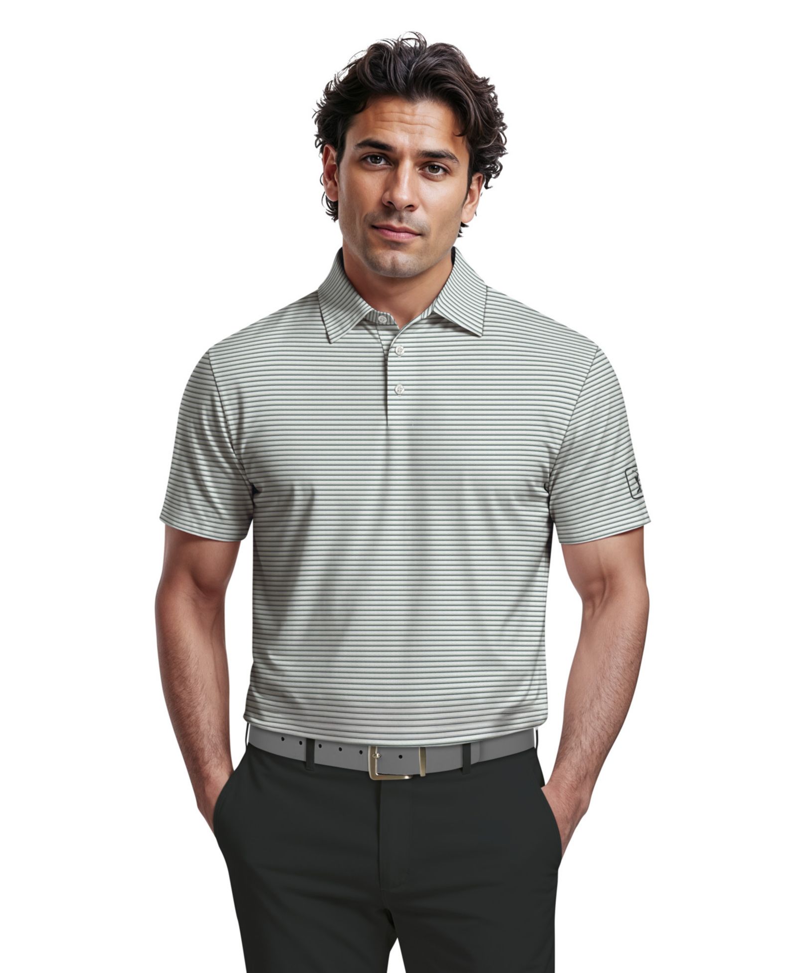 PGA TOUR Men's Feeder Stripe Golf Polo Shirt