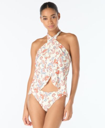 Vince Camuto Women's Cross-Over Printed Tankini Top