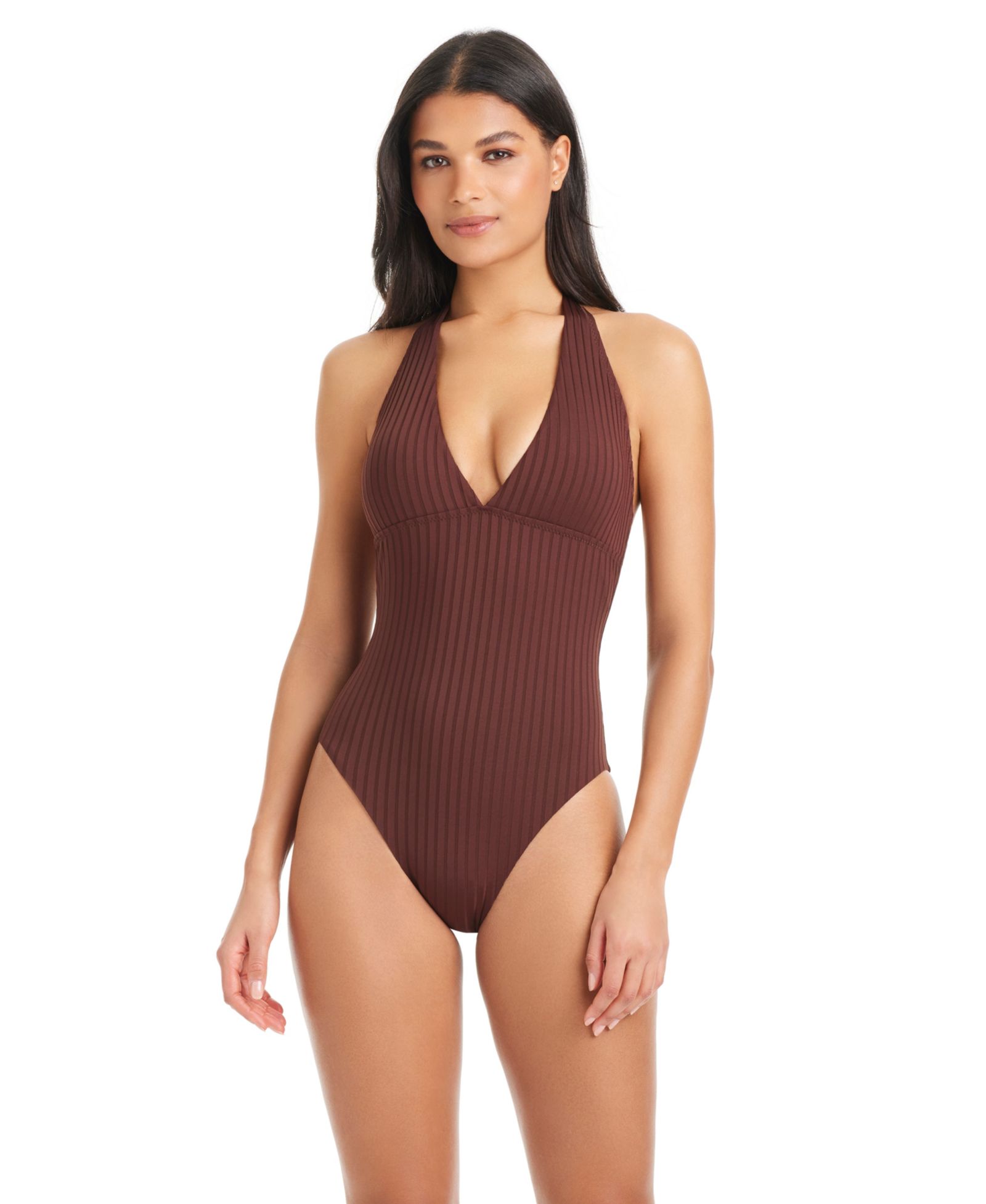 Женский слитный купальник Sanctuary Refresh Ribbed V-Neck One-Piece