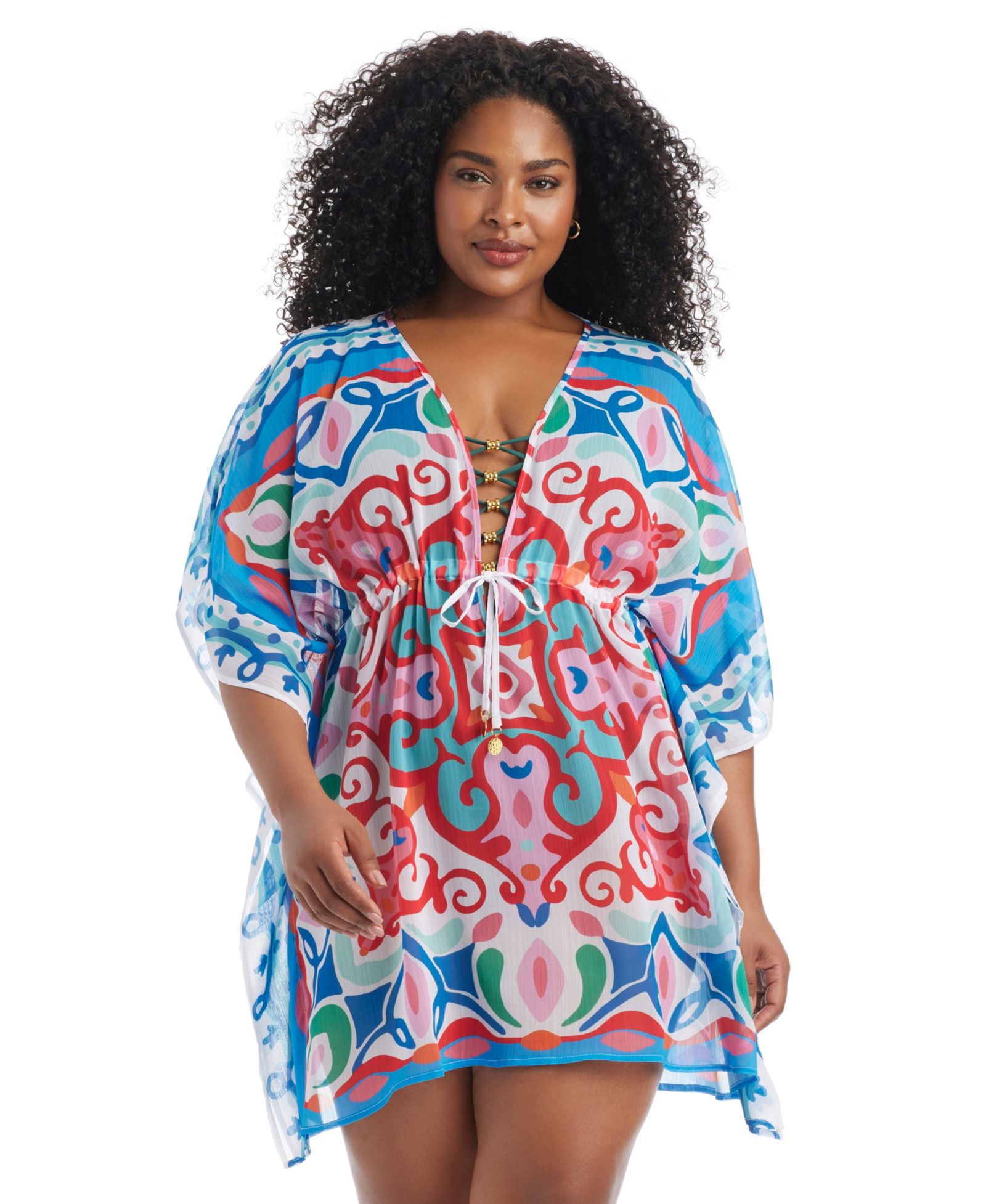 Женский кафтан Bleu by Rod Beattie Plus Size Ibiza Bohemia с глубоким V-образным вырезом