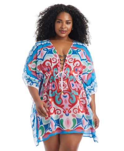 Женский кафтан Bleu by Rod Beattie Plus Size Ibiza Bohemia с глубоким V-образным вырезом