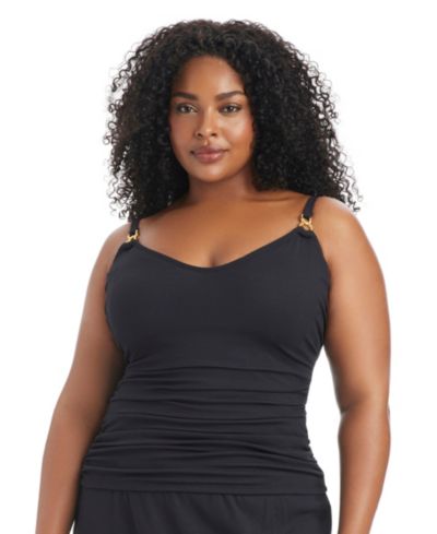Bleu by Rod Beattie Plus Size Pique Ole Scoop Neck Tankini Swim Top