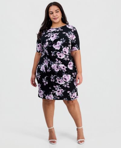 Платье Connected Plus Size с цветочным принтом и перекрученным передом