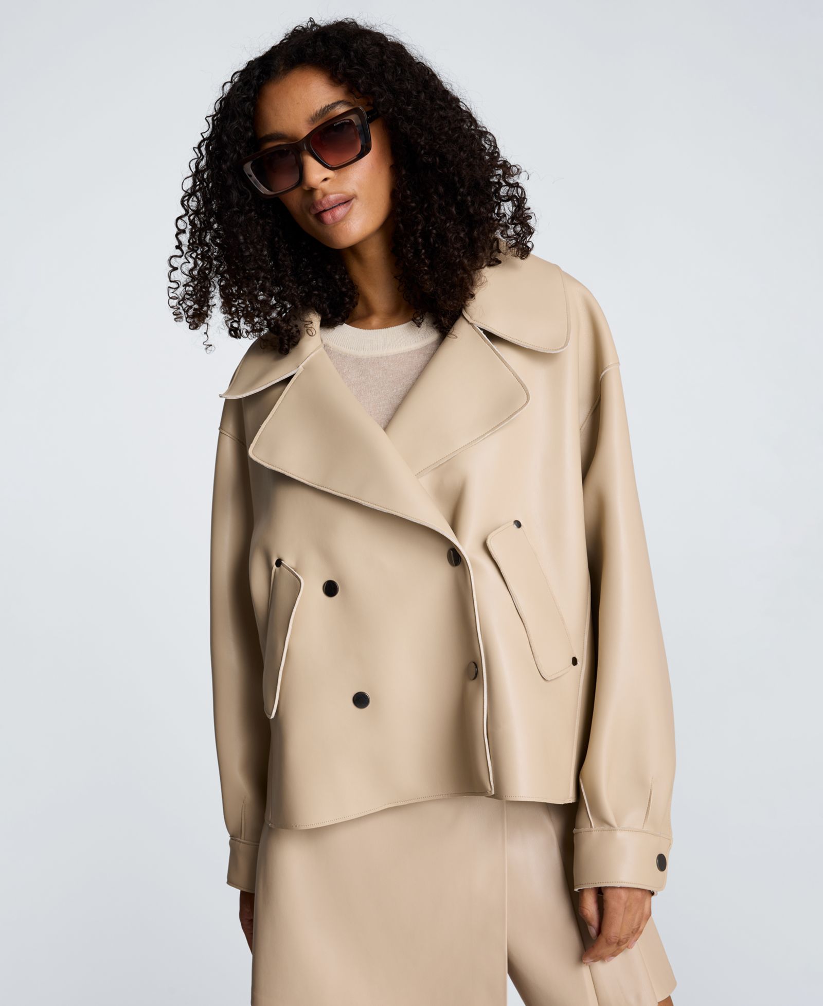 Kenneth Cole Women's Notch Collar Short Trench Jacket