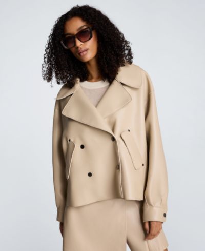 Kenneth Cole Women's Notch Collar Short Trench Jacket
