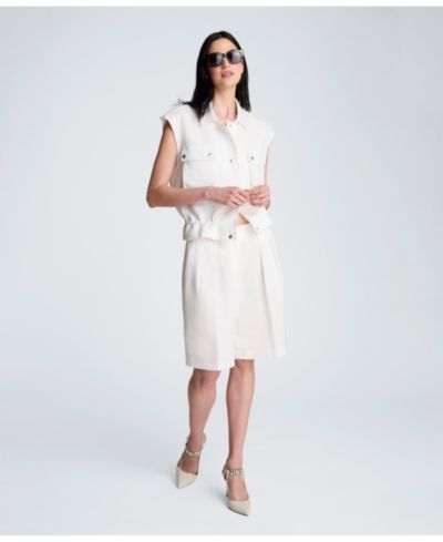 Kenneth Cole Женские укороченные шорты из смесового льна с плиссировкой