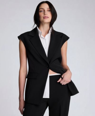 Women's Luxe Twill Sleeveless Vest with Detachable Shirt