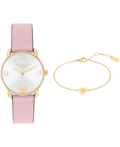 Женский подарочный набор часов Coach Elliot Blush Leather Strap Heart, 28mm