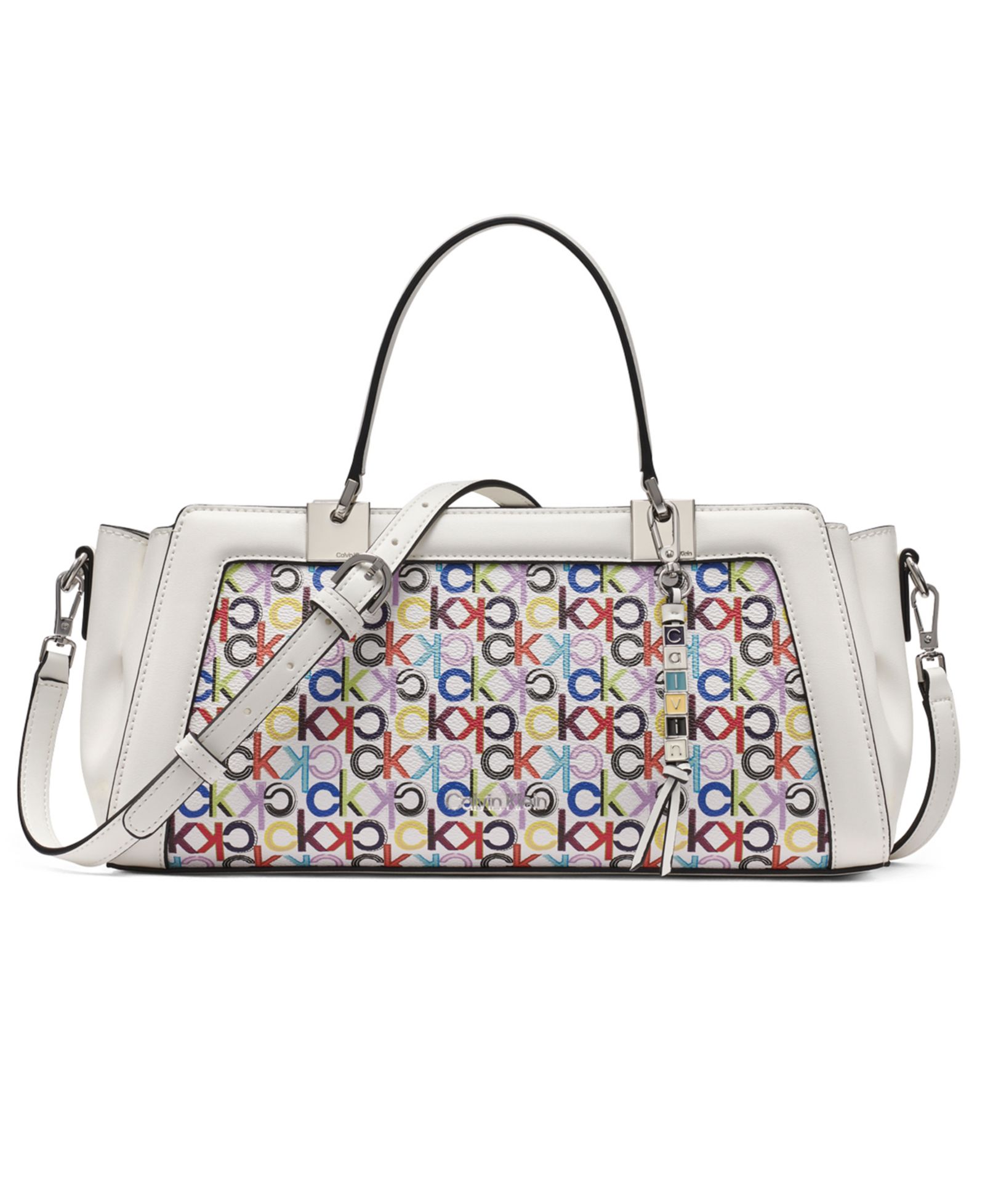 Calvin Klein Jean Signature Top Zipper Satchel with Removable Hangoff