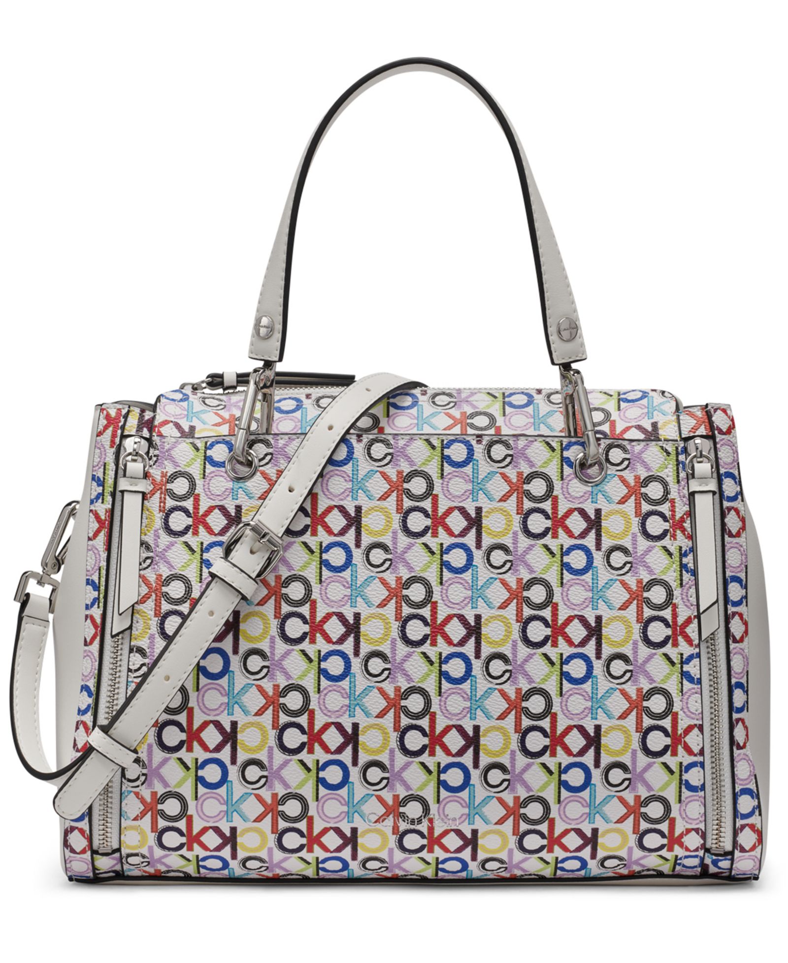 Calvin Klein Garnet Signature Triple Compartment Top Zipper Satchel