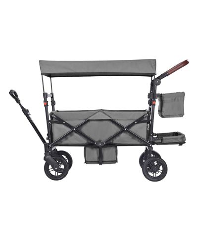 SUGFIT Wagon Stroller for 2 Kids Folding Push-Pull Stroller with Canopy Grey