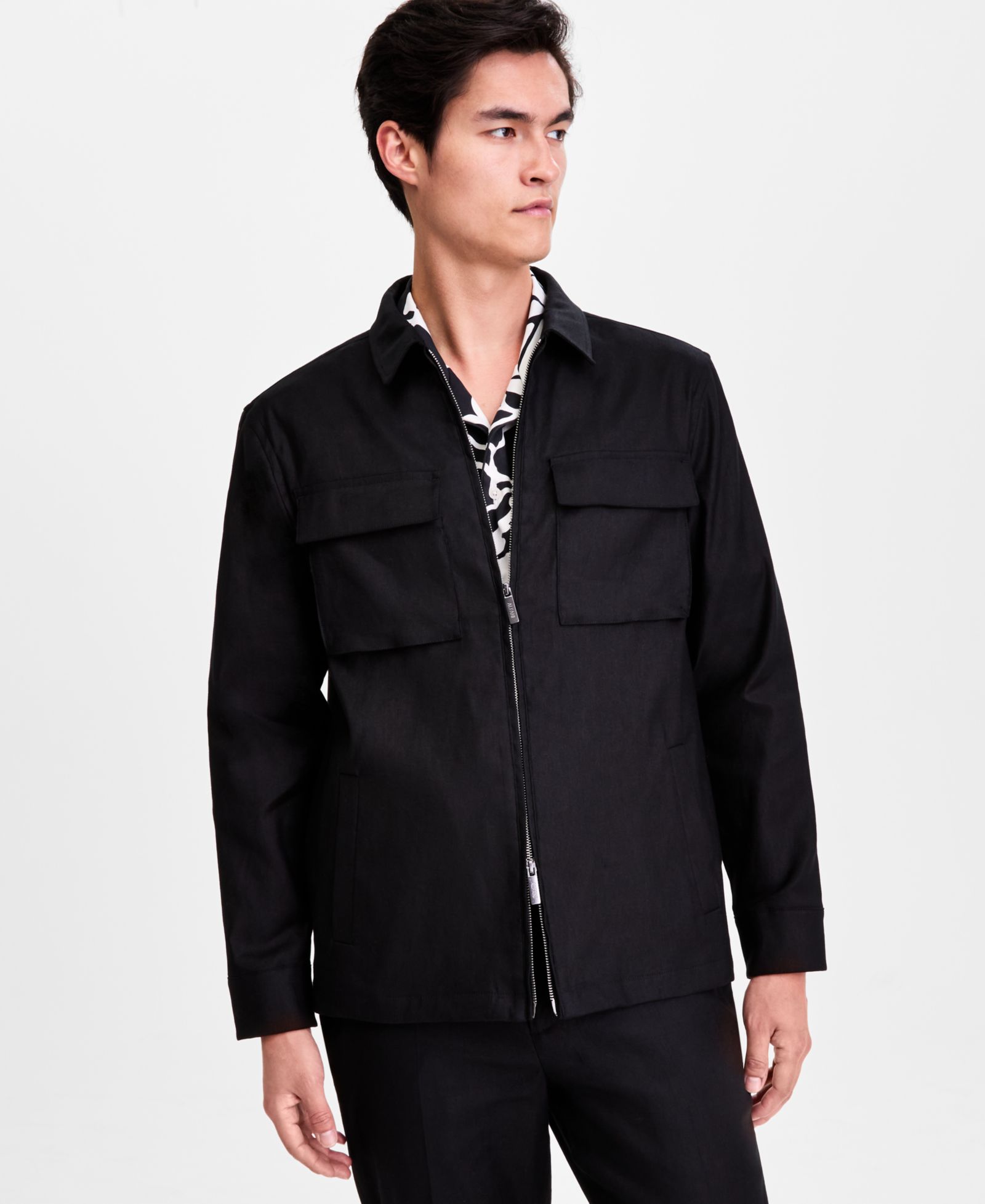 Alfani Men's Long-Sleeve Linen- Blend Tech Shirt Jacket, Macy's Exclusive