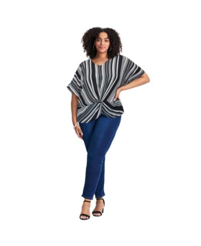 Женская блузка Avenue Plus Size Knot Front Dolman Sleeve