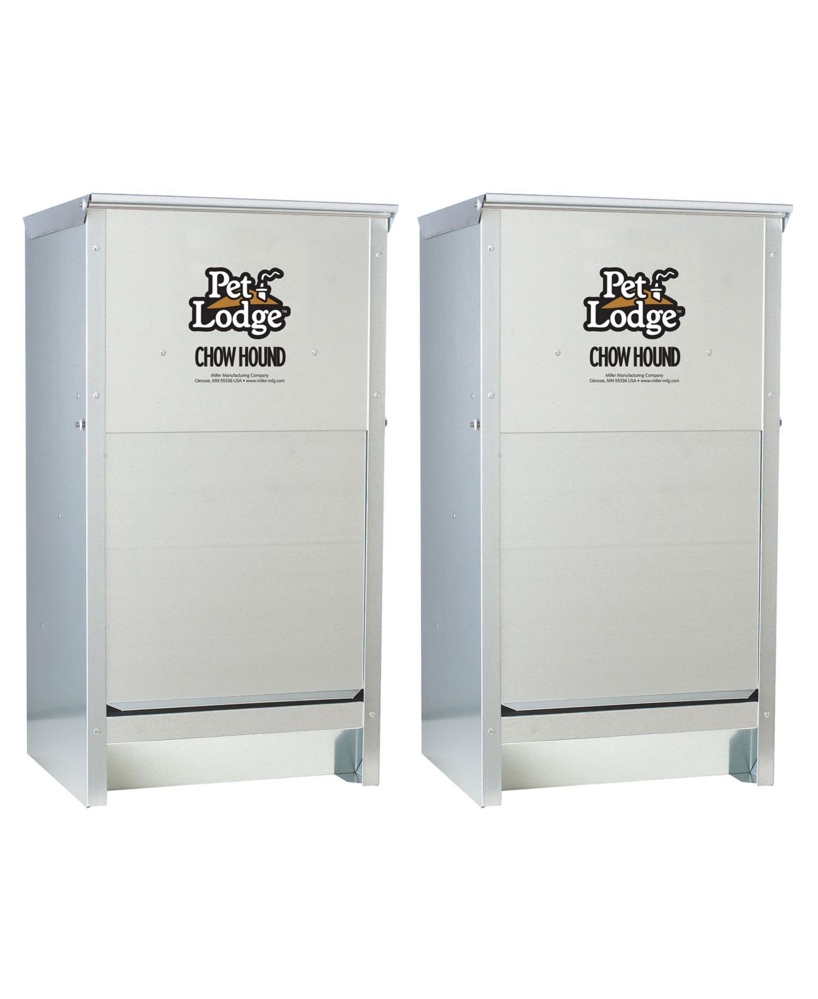 Little Giant Dry Food Automatic Steel Dog Feeder Chow Hound 25 LB (2 Pack)
