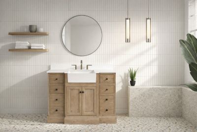 Ari Bath 48" Kelly, Weathered Fir Finish, Engineered Quartz Countertop
