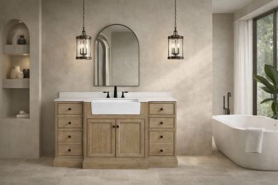 Ari Bath 60" Kelly, Weathered Fir Finish, Engineered Quartz Countertop