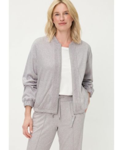 Olsen Women's Collarless Zip Front Jersey Jacket