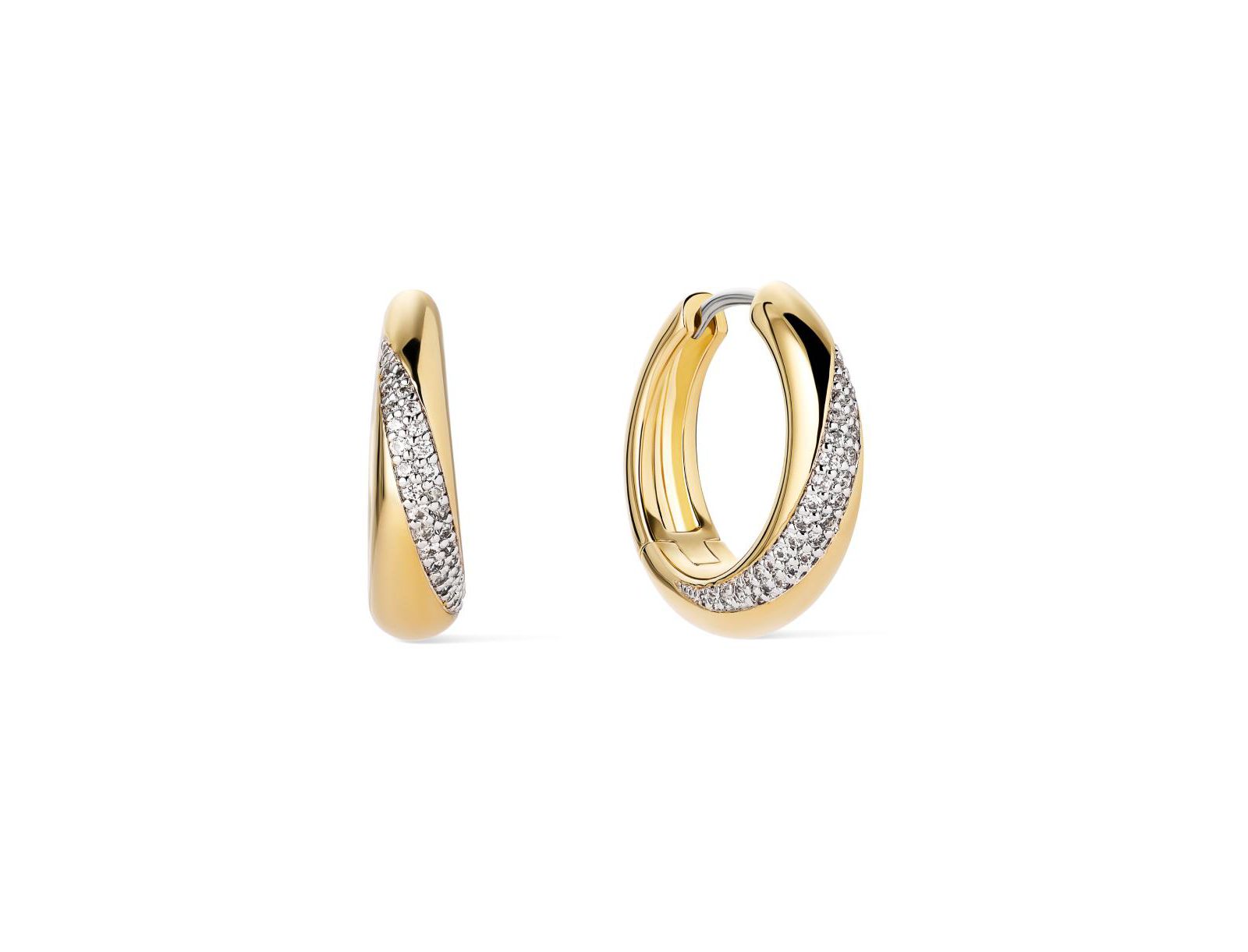 Ana Luisa Kira Bold Cubic Zirconia 14K Gold-Plated Hoop Earrings