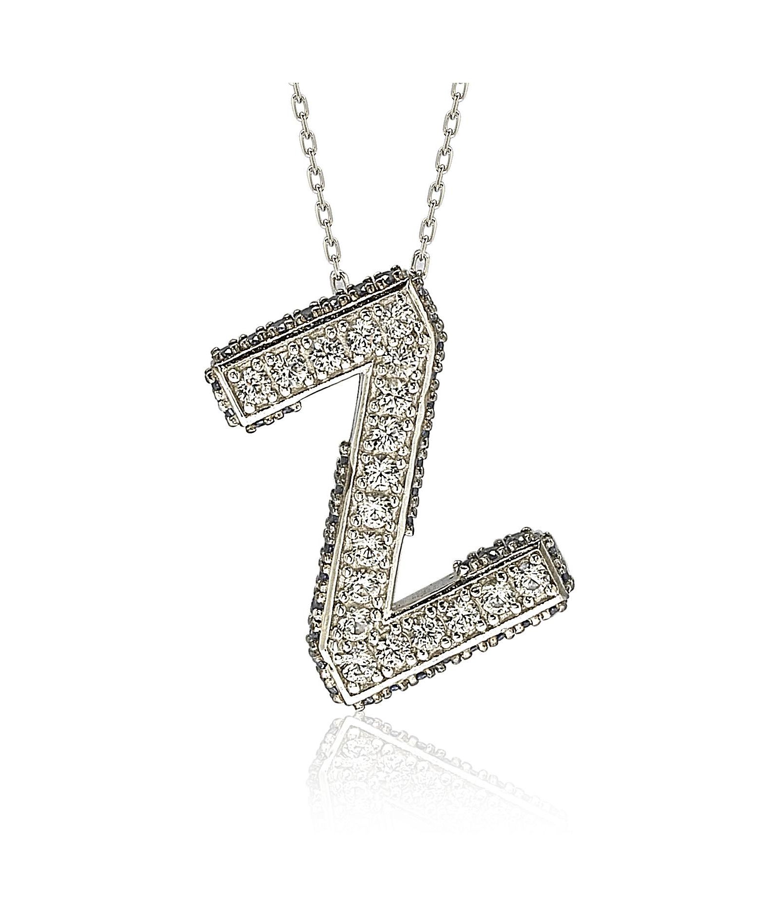 Suzy Levian New York кулон с буквой Z из серебра и сапфира