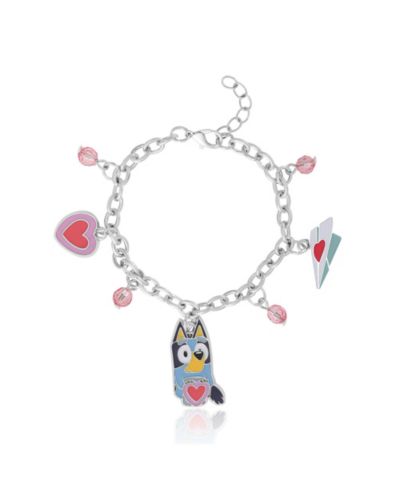 Bluey Charm Bracelet, Silver-Tone, Heart and Love Letter Charms