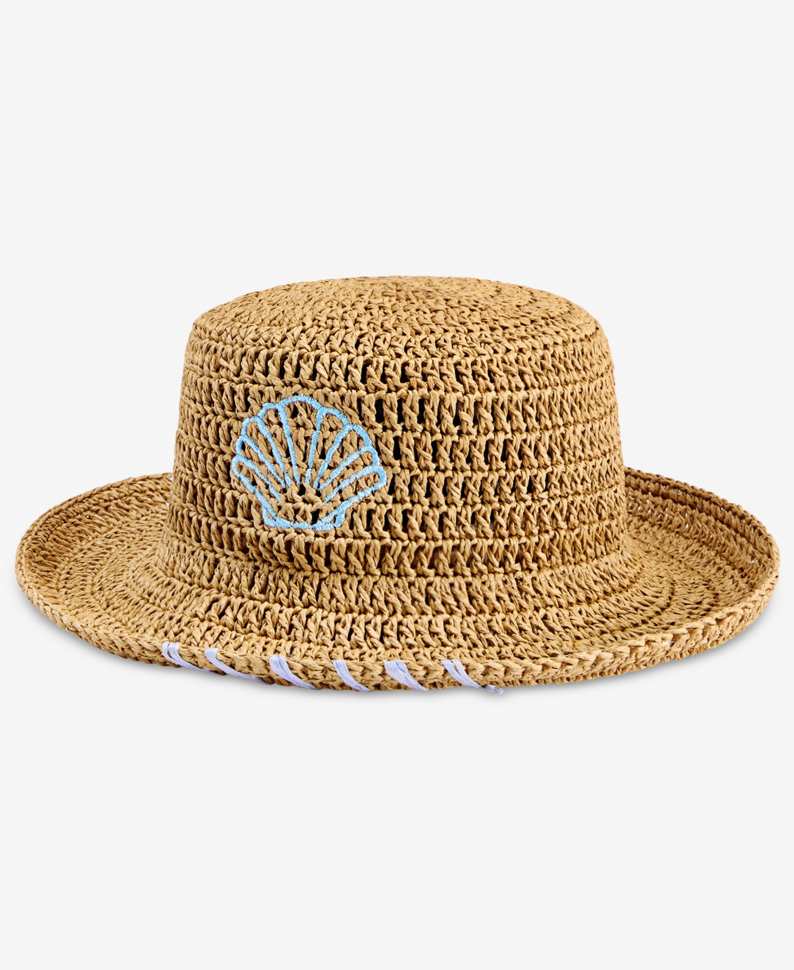 Шляпка On 34th Icon Embroidered Crochet Straw Bucket Hat