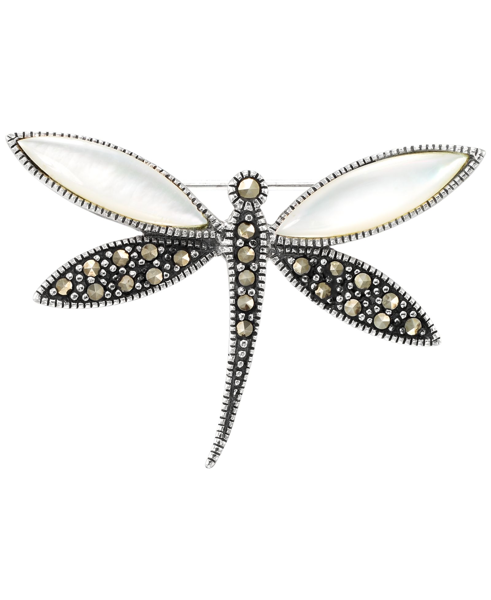 Macy's Marcasite (0.45 ct. t.w.) & Mother-Of-Pearl Dragon Pin in Sterling Silver