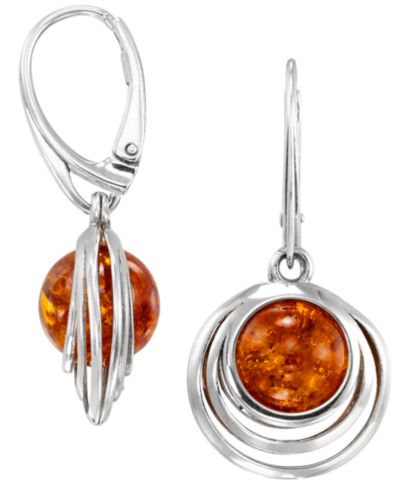 Серьги с янтарным цветом Baltic Amber (6 ct. t.w.) из стерлингового серебра