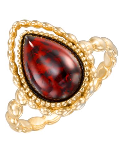 Кольцо с янтарной каплей (1.4 ct. t.w.) из 18k Gold поверх Sterling Silver