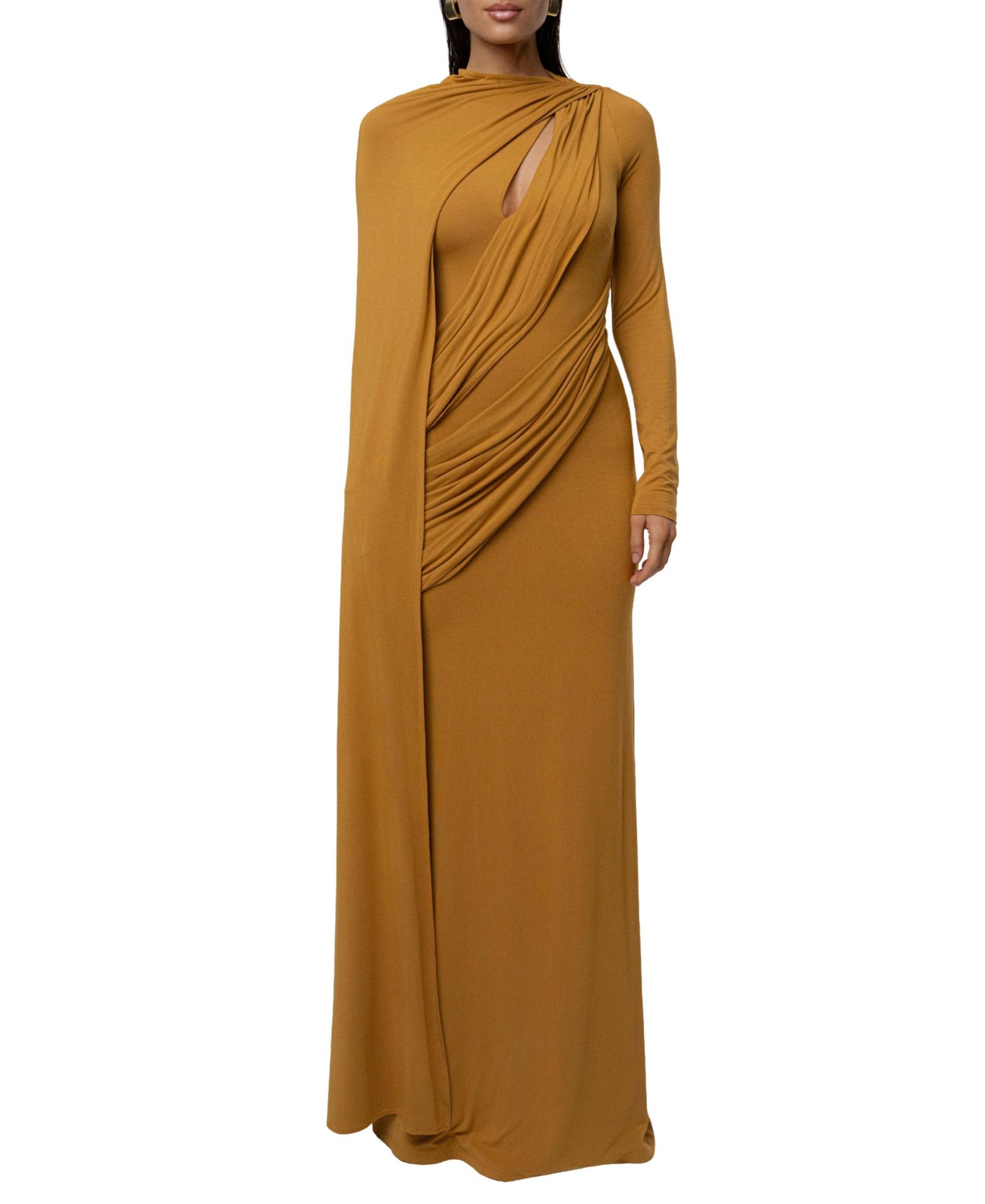 JLUXLABEL Women's Draped Elegance Cape Dress