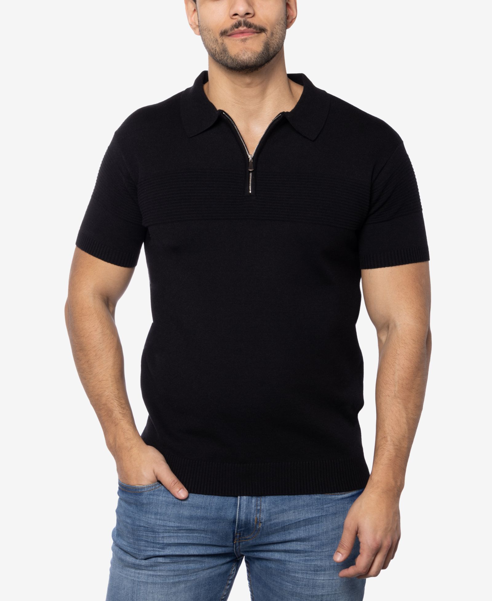 SPRING + MERCER Men's SPRING + MERCER Ottoman Texture Short Sleeves Polo Sweater