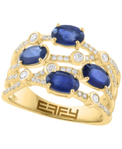 Кольцо EFFY Collection Sapphire & Diamond в 14k Yellow Gold