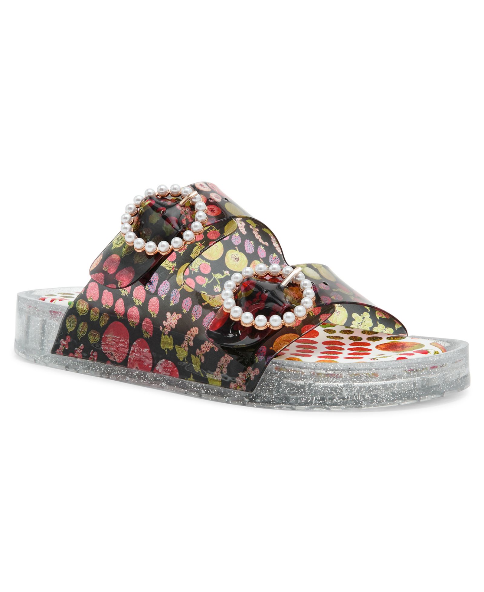 Betsey Johnson Women's Landin Jelly Fruit Footbed Sandals